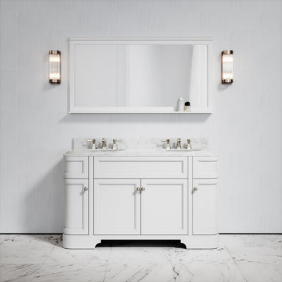 Connaught Matte White Carrara Marble Floorstanding Vanity Unit 1400mm