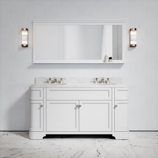 Connaught Matte White Carrara Marble Floorstanding Vanity Unit 1600mm