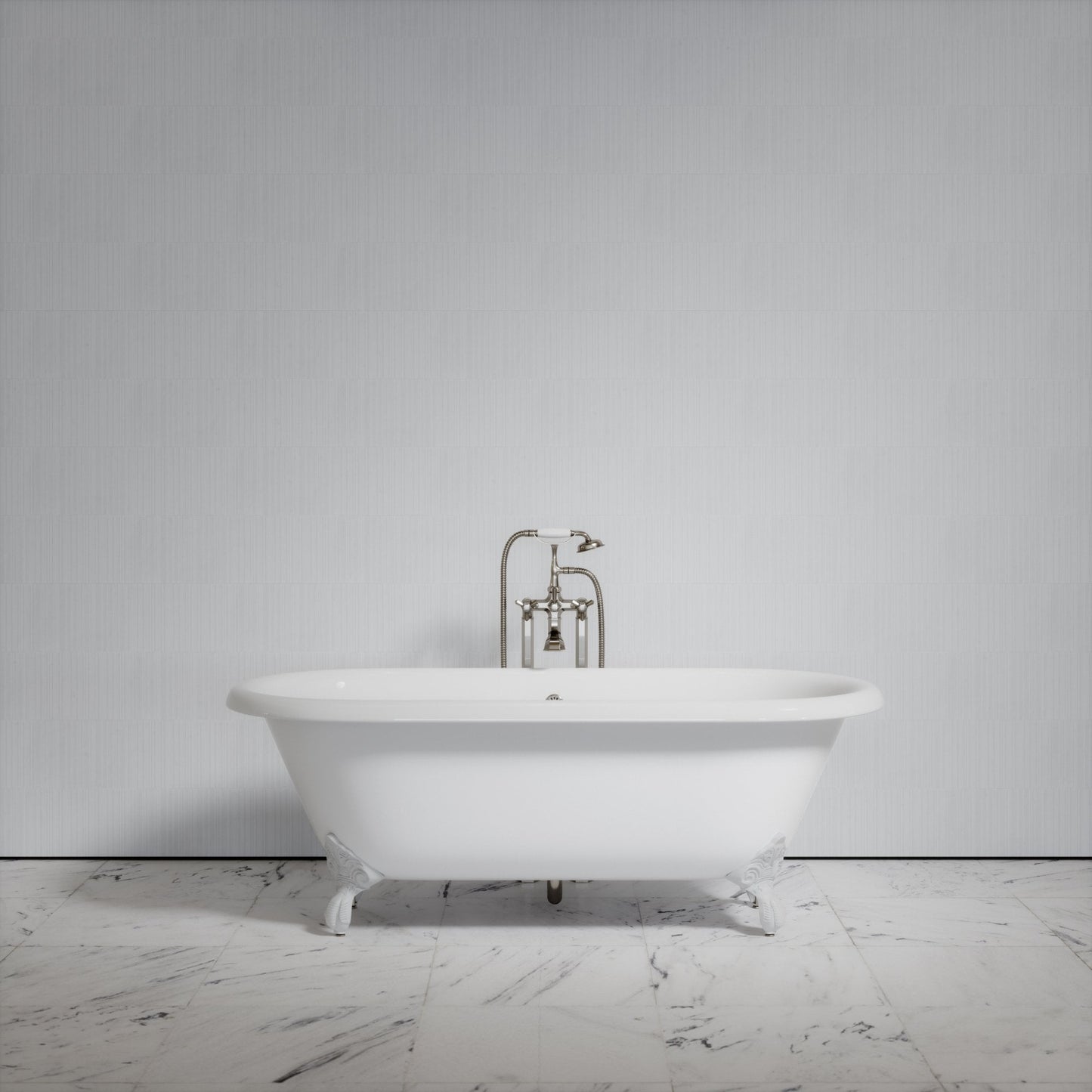 Connaught Matte White Freestanding Roll Top Cast Iron Bath 1675mm