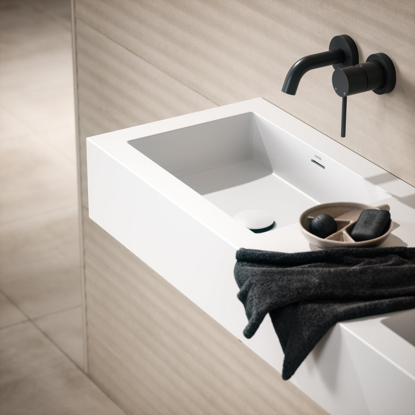 Cortini Wall Hung Double Stone Basin 1200mm