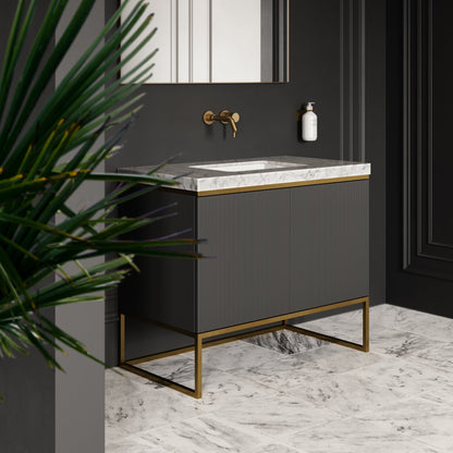 Couture Matte Black Floorstanding Fluted Vanity Unit 1000mm