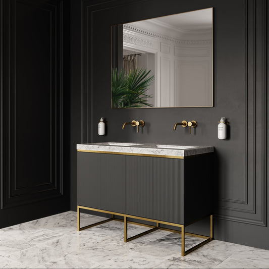 Couture Matte Black Floorstanding Fluted Vanity Unit 1200mm