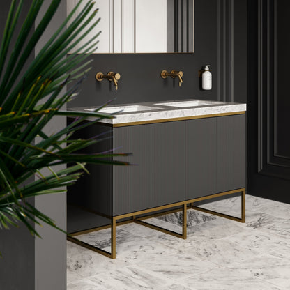Couture Matte Black Floorstanding Fluted Vanity Unit 1200mm
