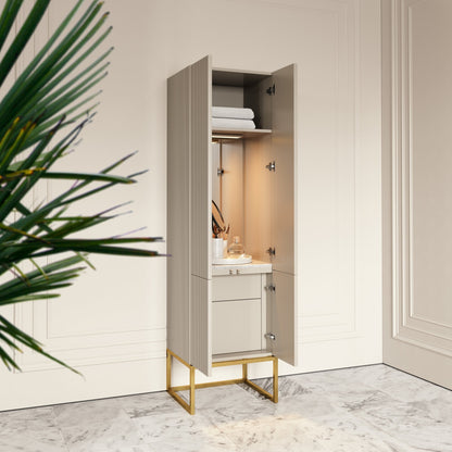 Couture Matte Velvet Beige Beauty Storage Cabinet 500mm