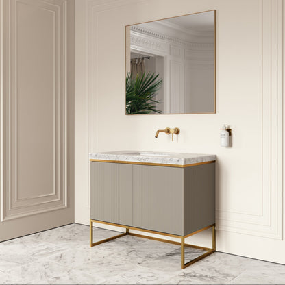 Couture Matte Velvet Beige Floorstanding Vanity Unit 1000mm