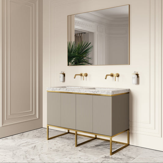 Couture Matte Velvet Beige Floorstanding Vanity Unit 1200mm