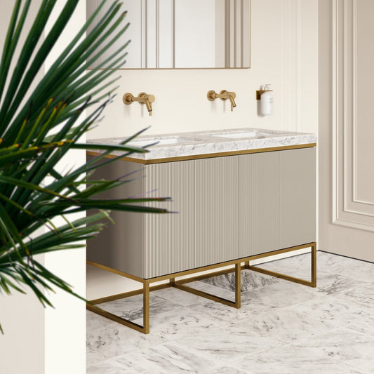 Couture Matte Velvet Beige Floorstanding Vanity Unit 1200mm