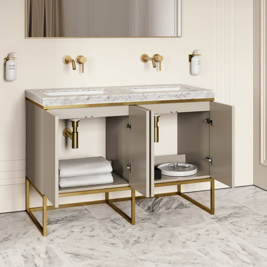 Couture Matte Velvet Beige Floorstanding Vanity Unit 1200mm