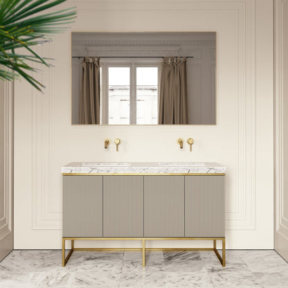 Couture Matte Velvet Beige Floorstanding Vanity Unit 1400mm
