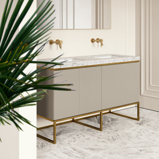Couture Matte Velvet Beige Floorstanding Vanity Unit 1400mm