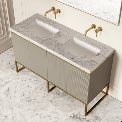 Couture Matte Velvet Beige Floorstanding Vanity Unit 1400mm