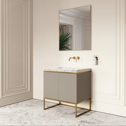 Couture Matte Velvet Beige Floorstanding Vanity Unit 800mm