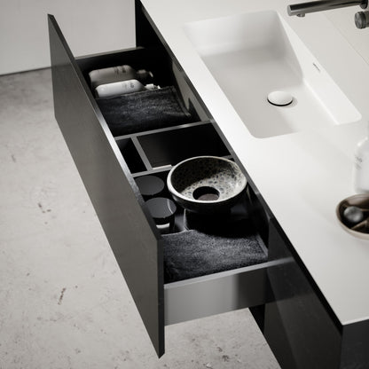 Cubik Black Wood Grain Vanity Unit 1500mm