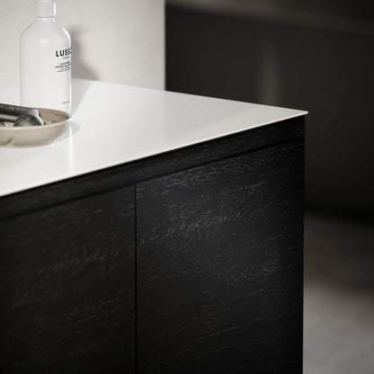 Cubik Black Wood Grain Vanity Unit 1500mm
