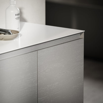 Cubik Pale Grey Wood Grain Vanity Unit 1500mm