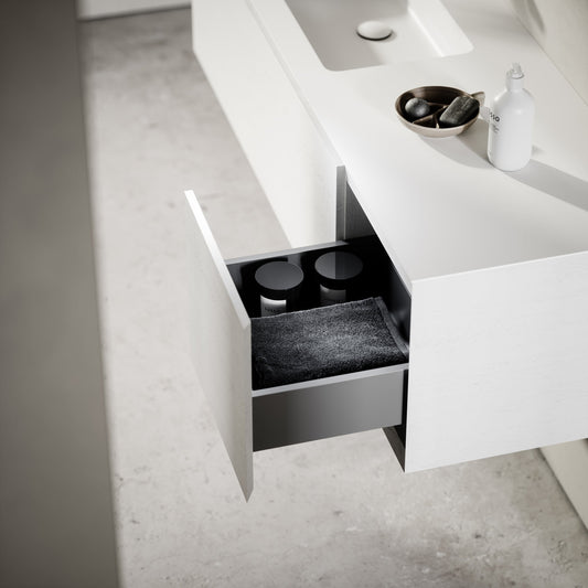 Cubik White Wood Grain Vanity Unit 1500mm