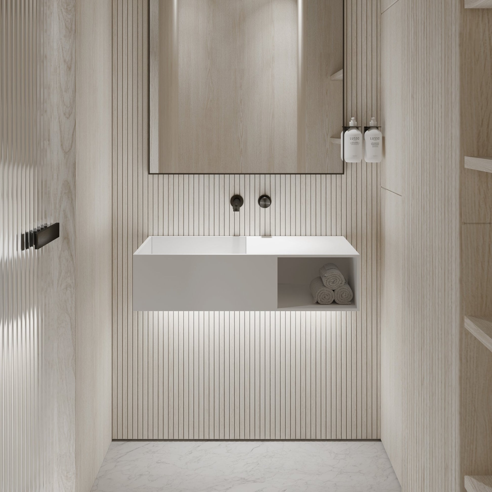Cubix Wall Hung Stone Basin 800mm