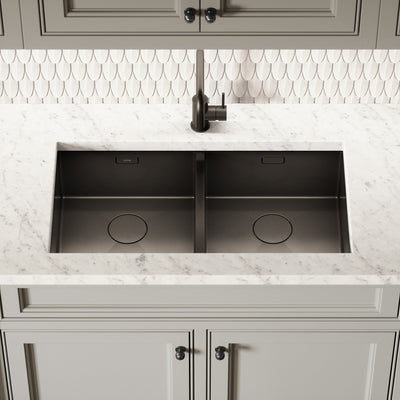 Cubo Gunmetal Black Undermount Double Kitchen Sink