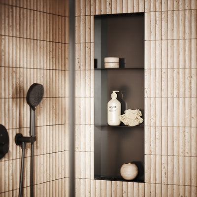 Cubox Frameless Gunmetal Bathroom Shower Niche 300mm
