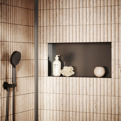 Cubox Frameless Gunmetal Bathroom Shower Niche 600mm