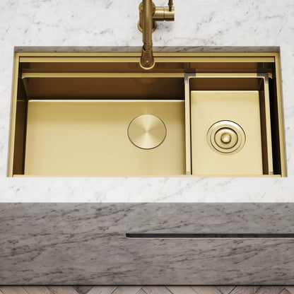 Cullinan Brushed Gold Undermount Workstation Sink 830mm