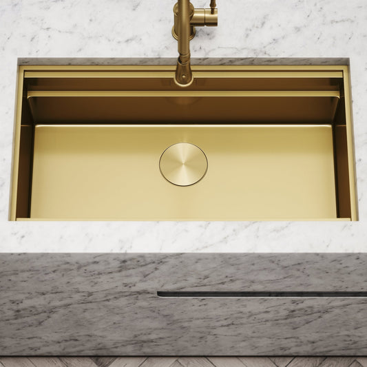Cullinan Brushed Gold Undermount Workstation Sink 830mm