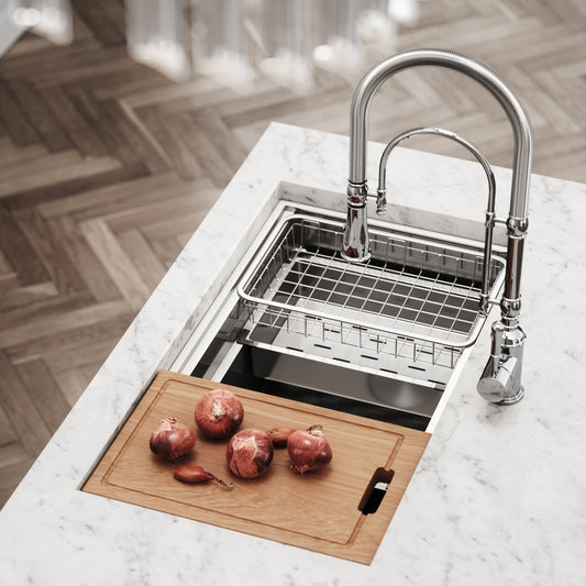 Cullinan Brushed Stainless Undermount Workstation Sink 830mm