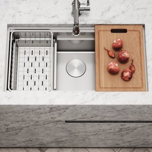 Cullinan Brushed Stainless Undermount Workstation Sink 830mm