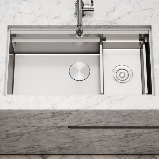 Cullinan Brushed Stainless Undermount Workstation Sink 830mm