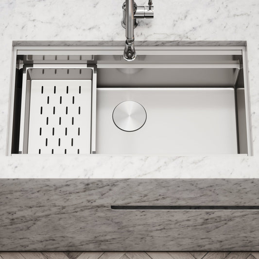 Cullinan Brushed Stainless Undermount Workstation Sink 830mm