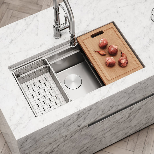 Cullinan Brushed Stainless Undermount Workstation Sink 830mm