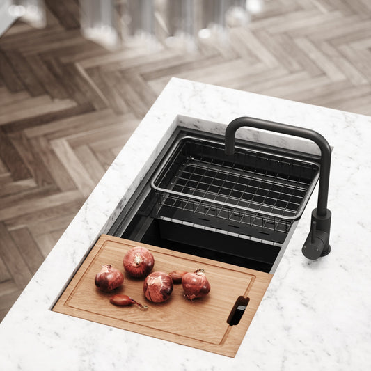 Cullinan Gunmetal Black Undermount Workstation Sink 830mm