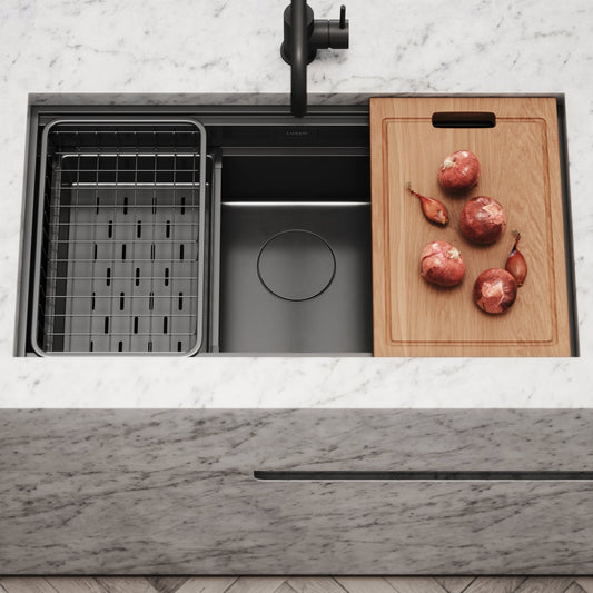 Cullinan Gunmetal Black Undermount Workstation Sink 830mm