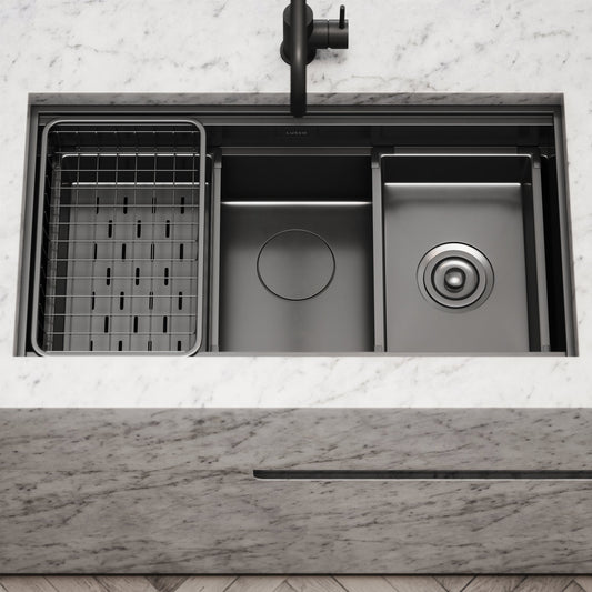 Cullinan Gunmetal Black Undermount Workstation Sink 830mm