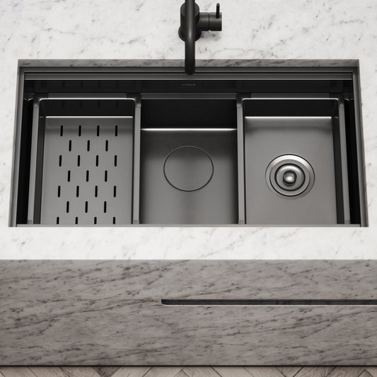 Cullinan Gunmetal Black Undermount Workstation Sink 830mm