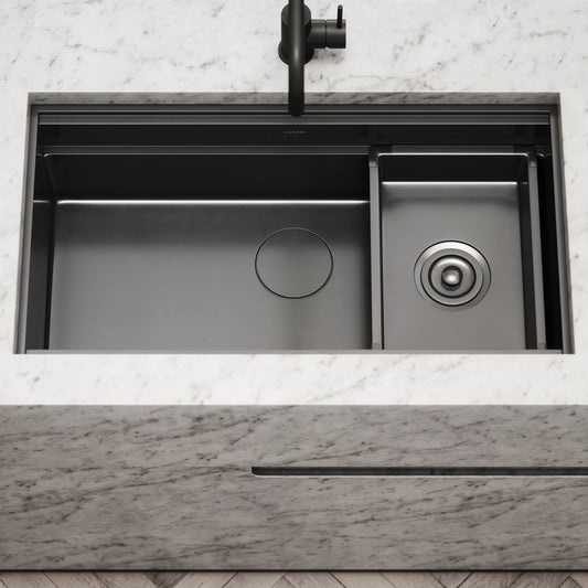 Cullinan Gunmetal Black Undermount Workstation Sink 830mm