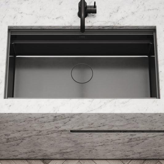 Cullinan Gunmetal Black Undermount Workstation Sink 830mm