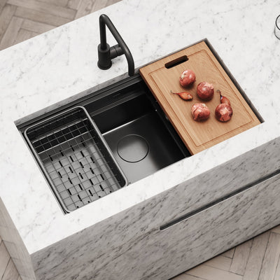 Cullinan Gunmetal Black Undermount Workstation Sink 830mm