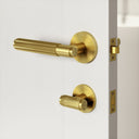 Dali Fluted Brushed Gold Bathroom WC Door Handle Latch and Hinge Bundle