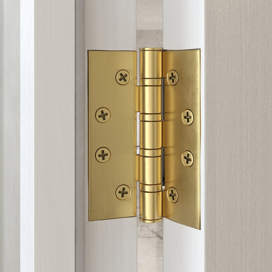 Dali Fluted Brushed Gold Bathroom WC Door Handle Latch and Hinge Bundle