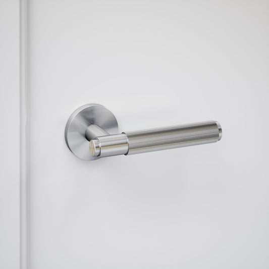 Dali Fluted Brushed Stainless Bathroom WC Door Handle Latch and Hinge Bundle
