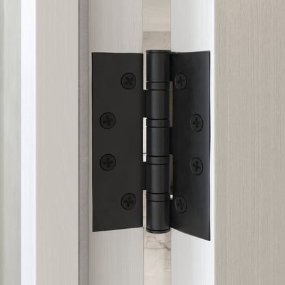 Dali Fluted Matte Black Bathroom WC Door Handle Latch and Hinge Bundle