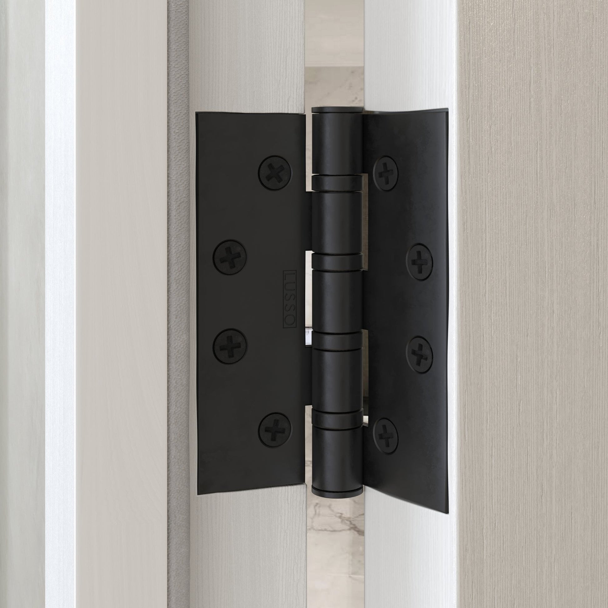 Dali Fluted Matte Black Bathroom WC Door Handle Latch and Hinge Bundle