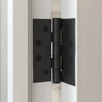 Dali Fluted Matte Black Bathroom WC Door Handle Latch and Hinge Bundle