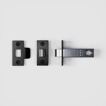 Dali Fluted Matte Black Bathroom WC Door Handle Latch and Hinge Bundle