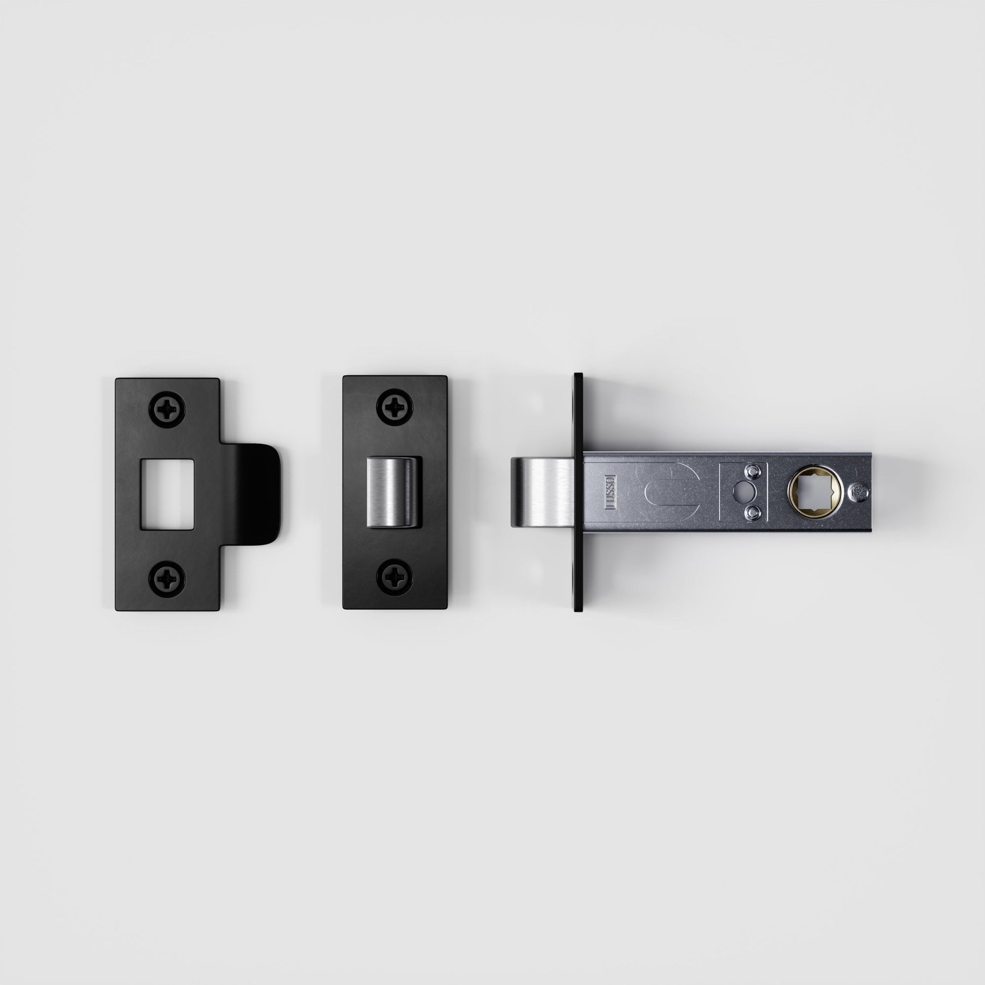 Dali Fluted Matte Black Bathroom WC Door Handle Latch and Hinge Bundle