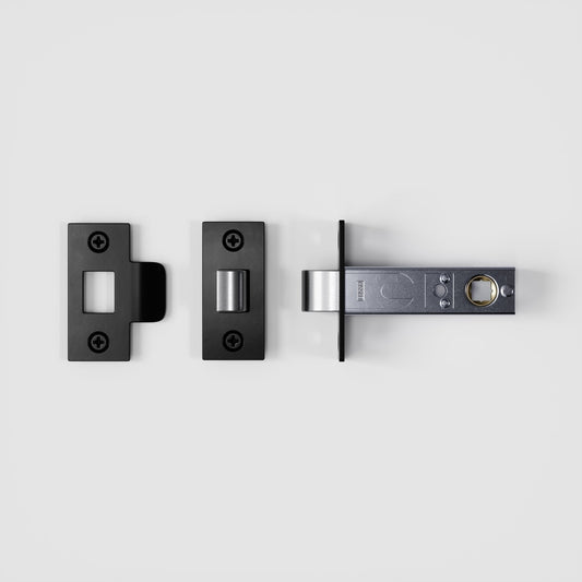 Dali Fluted Matte Black Bathroom WC Door Handle Latch and Hinge Bundle