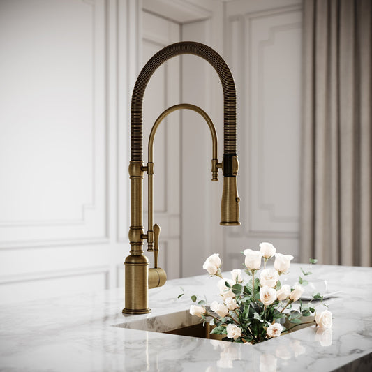 Deco Claridge Aged Bronze Traditional Pull Out Kitchen Mixer Tap
