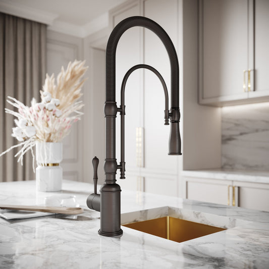 Deco Claridge Deep Bronze Traditional Pull Out Kitchen Mixer Tap