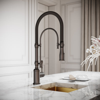 Deco Claridge Deep Bronze Traditional Pull Out Kitchen Mixer Tap